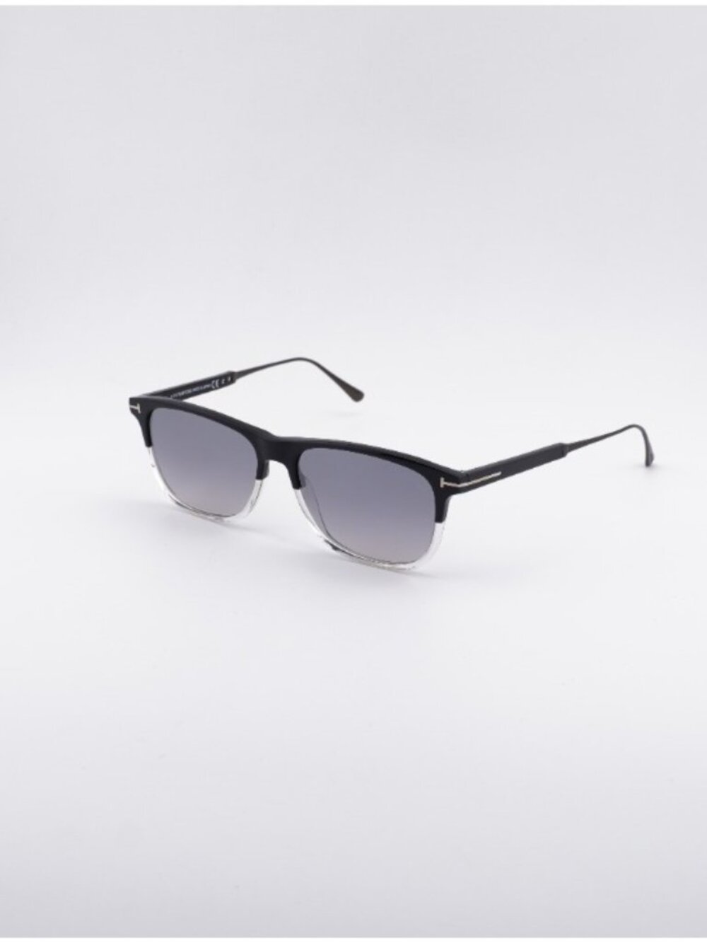 Tom Ford Caleb FT0813 03C Sunglasses - Black/Crystal Square Frame, Smoke Lenses